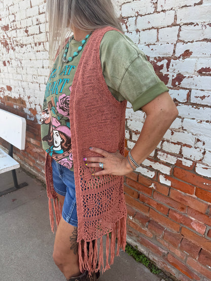 RUST RIVER FRINGE VEST