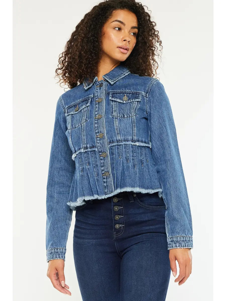ALEENA PLEATED DENIM JACKET