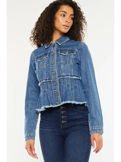 ALEENA PLEATED DENIM JACKET