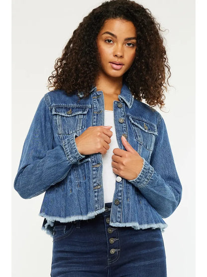 ALEENA PLEATED DENIM JACKET