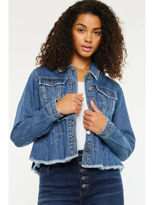 ALEENA PLEATED DENIM JACKET
