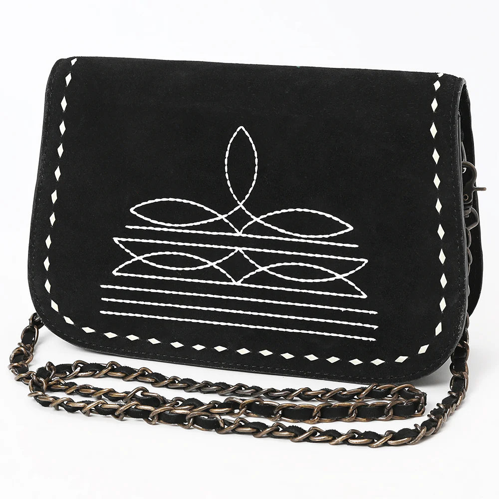 AMERICAN DARLING SUEDE WESTERN BOOT STITCH CROSSBODY BAG
