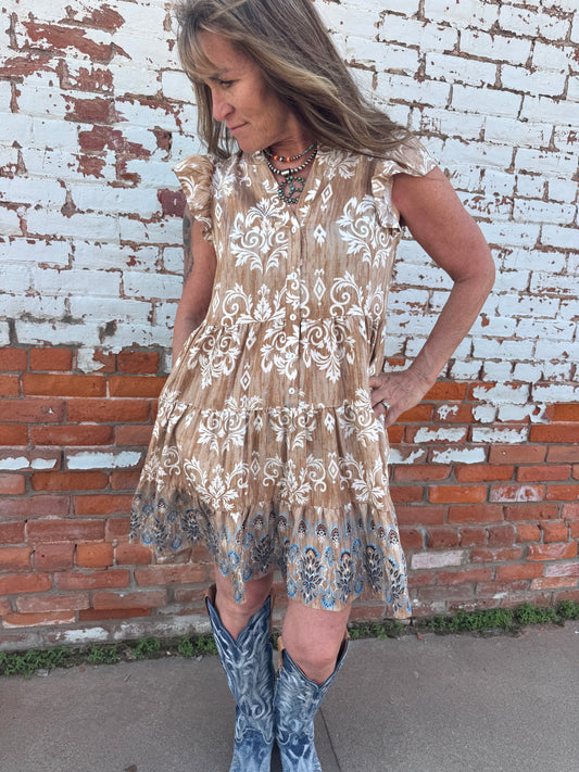 VINTAGE RUFFLE SLEEVE DRESS