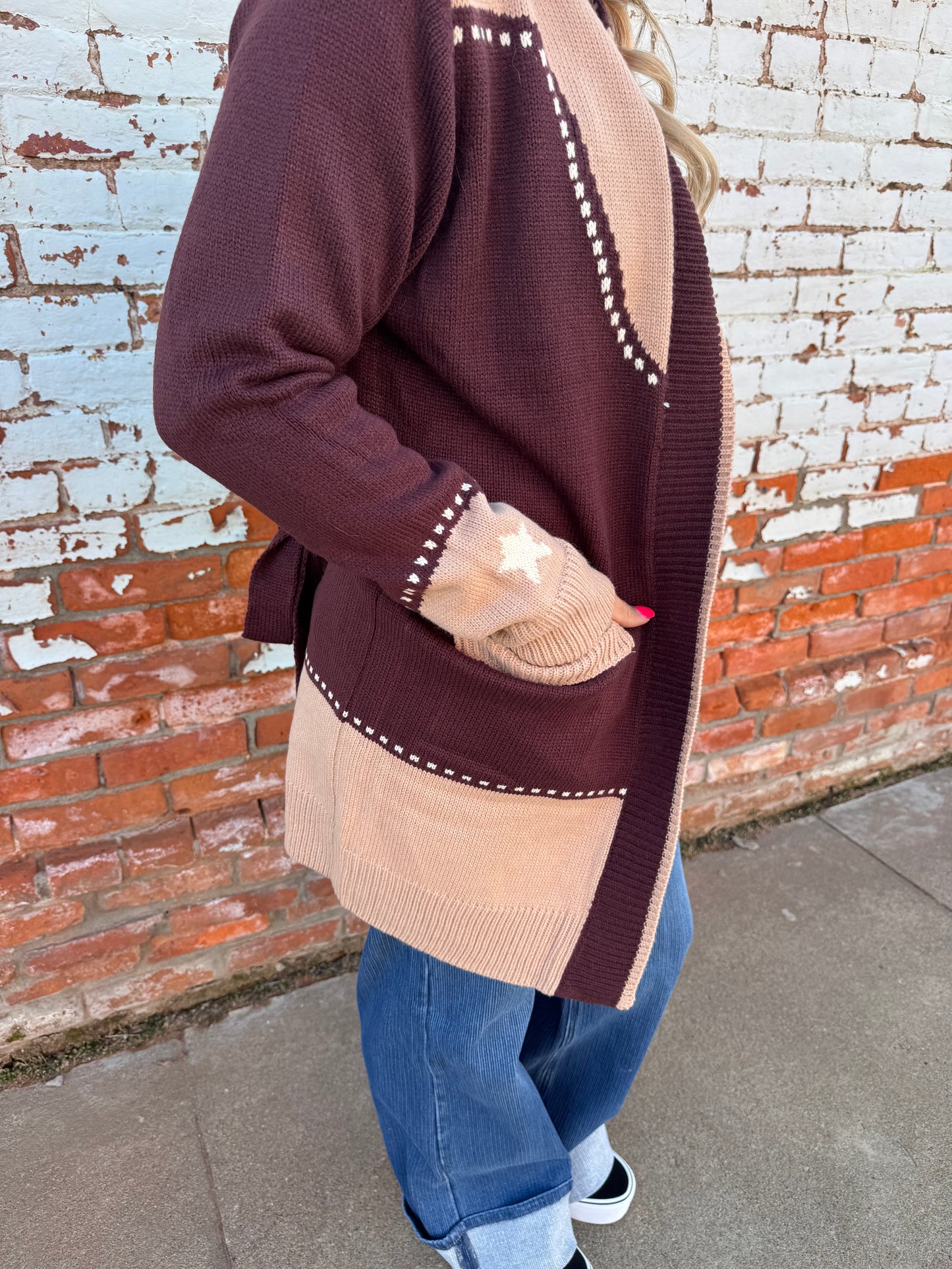 WESTERN HORSESHOE BELTED CARDIGAN
