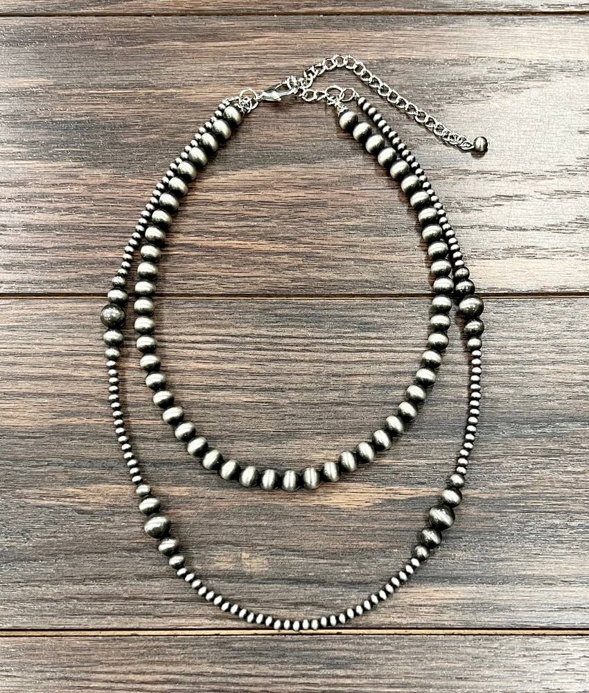 22" NAVAJO INSPIRED BEAD 2 STRAND NECKLACE