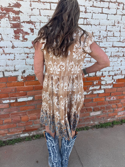 VINTAGE RUFFLE SLEEVE DRESS