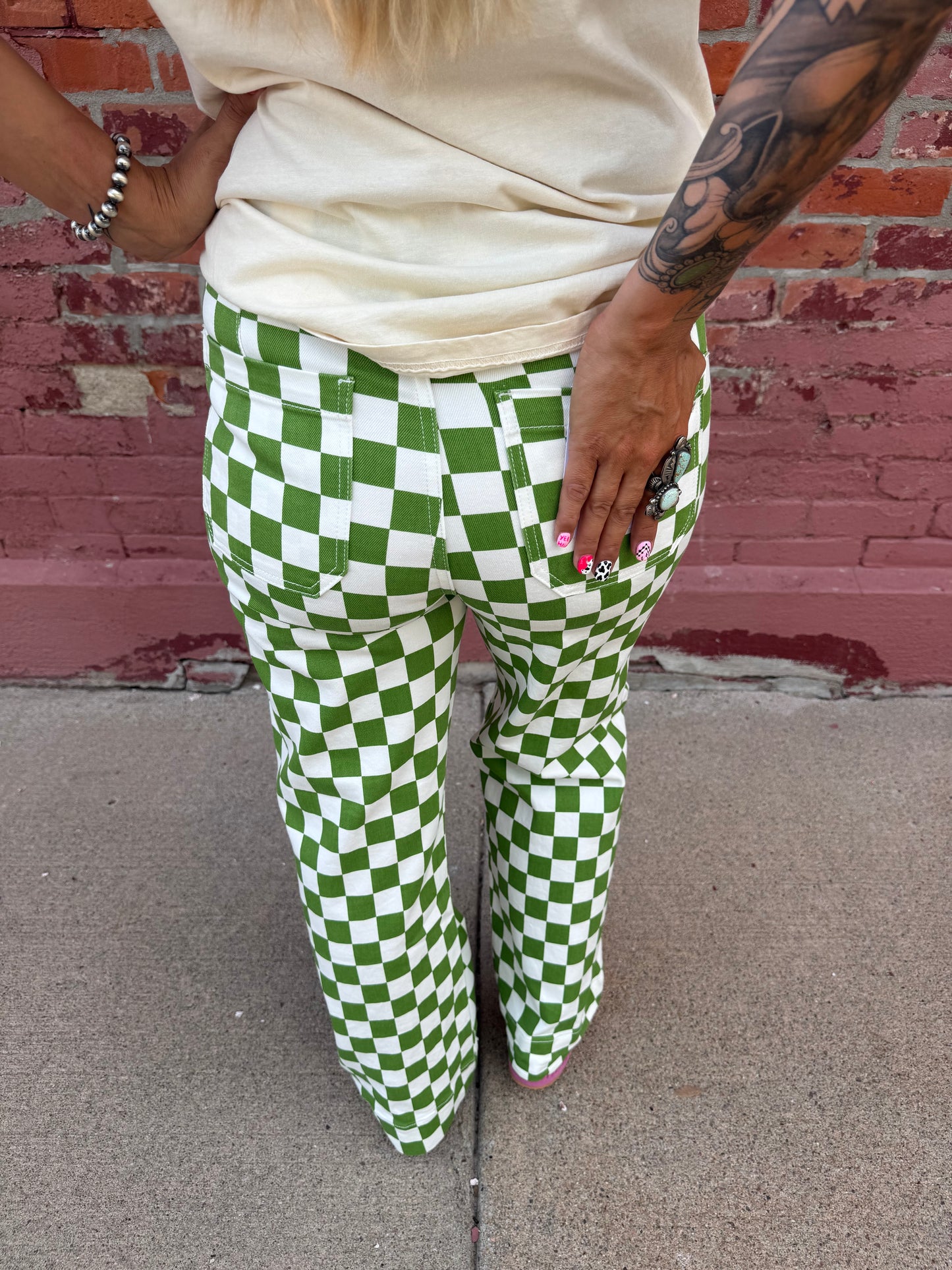 CACTUS TRAIL CHECKERED JEANS