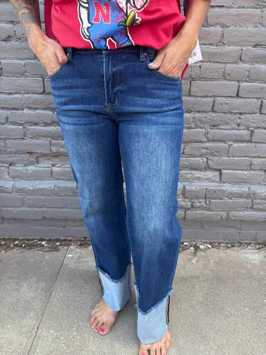 EMMY CROPPED WIDE CUFFED JEANS