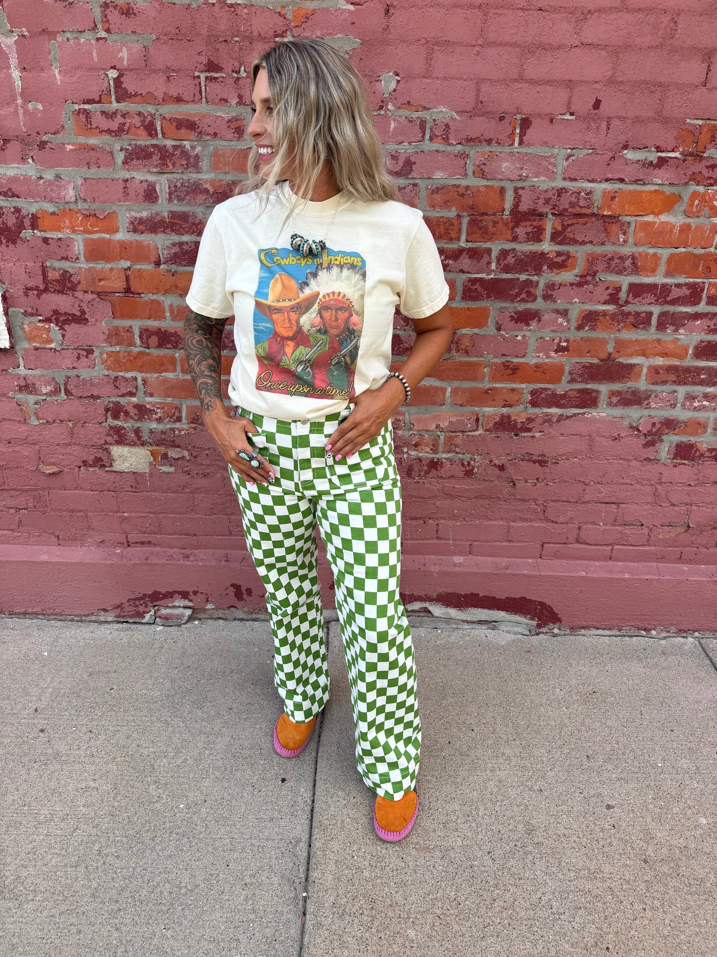 CACTUS TRAIL CHECKERED JEANS