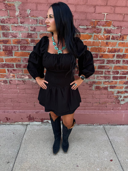 WESTLYNN SQUARE NECK LONG SLEEVE DRESS