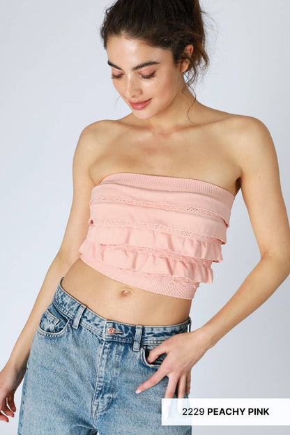 LAYERED RUFFLE TUBE TOP