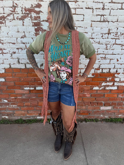 RUST RIVER FRINGE VEST