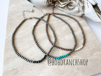 WESTERN NAVAJO BEAD CHOKER NECKLACE