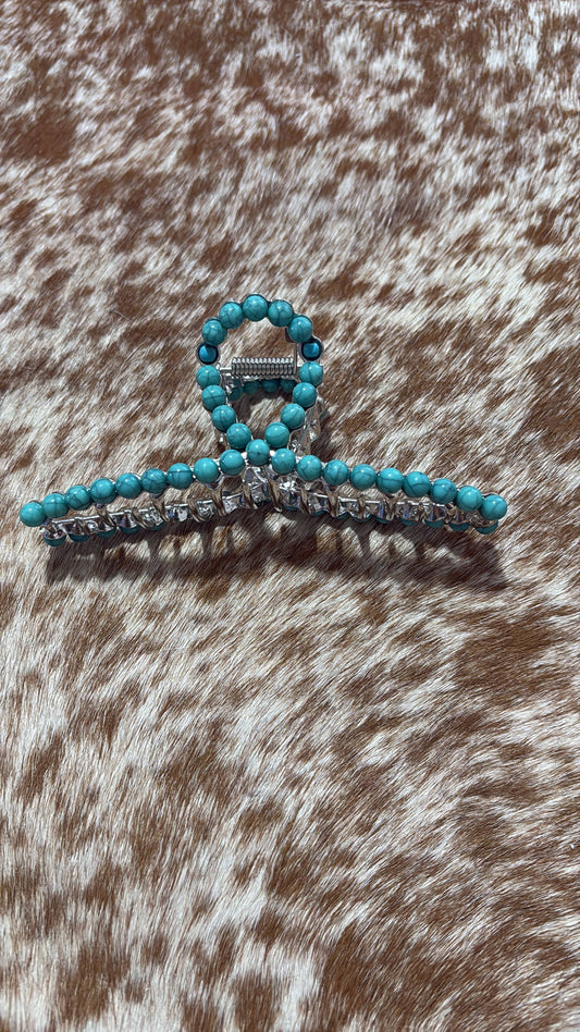 TURQUOISE METAL CLAW CLIP