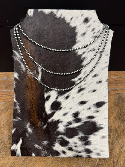 4MM NAVAJO PEARL SILVER BEADED NECKLACE