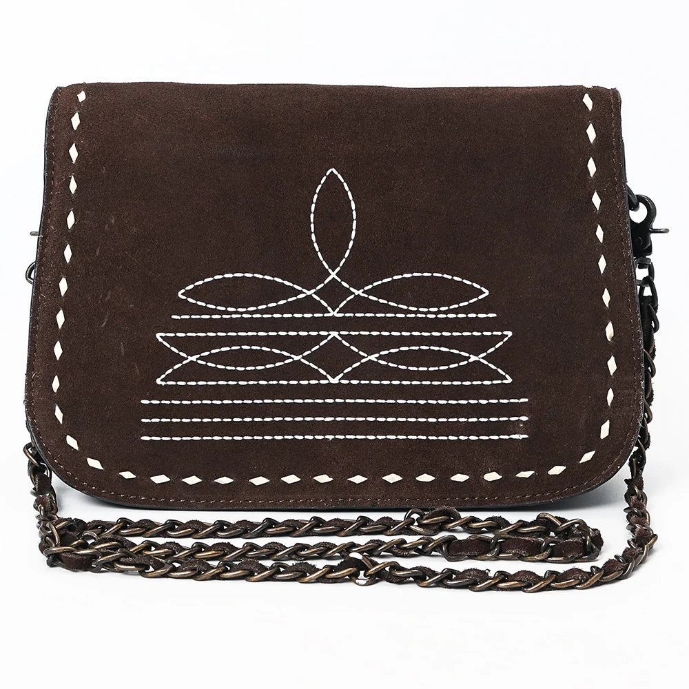 AMERICAN DARLING SUEDE WESTERN BOOT STITCH CROSSBODY BAG