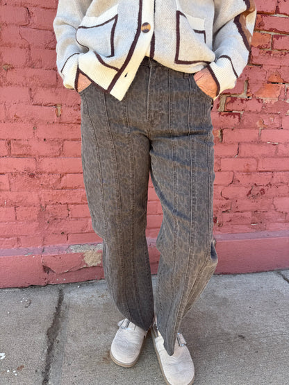 THE WILDCARD CHEETAH BARREL JEAN