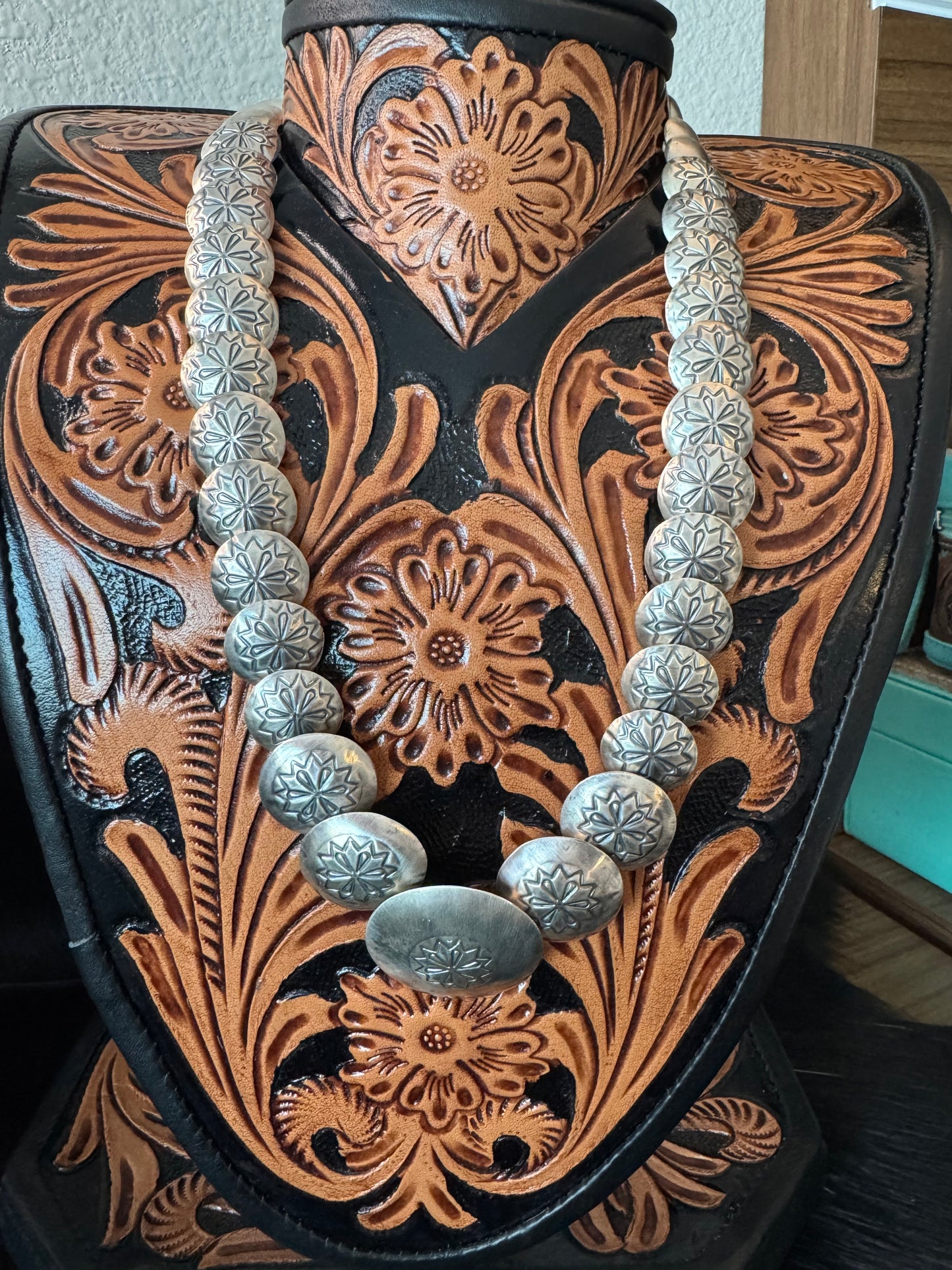 Stamped Pillow Pearl Necklace
