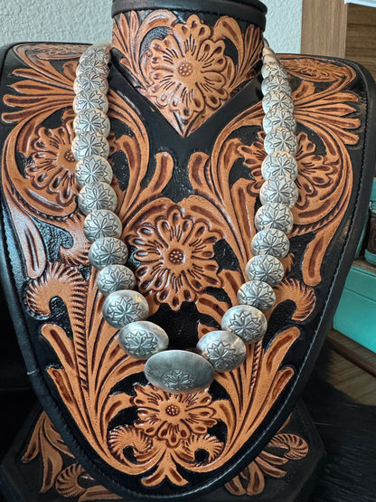 Stamped Pillow Pearl Necklace