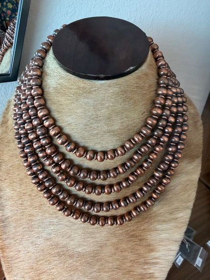 10MM COPPER NAVAJO PEARLS WITH SAUCER PEARLS