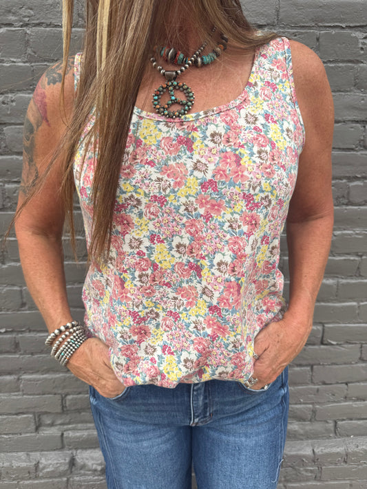 FLORAL JERSEY TANK TOP