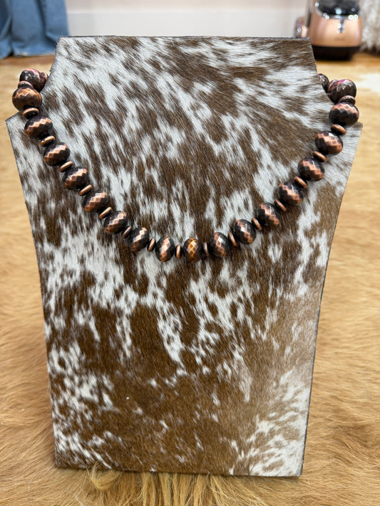 NAVAJO INSPIRED LARGE PEARL AND SAUCER NECKLACE