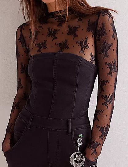 Floral Lace Mesh Top