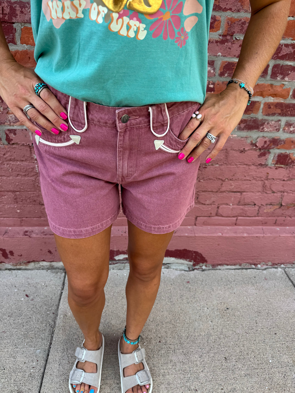 ROSE DENIM WESTERN SHORTS