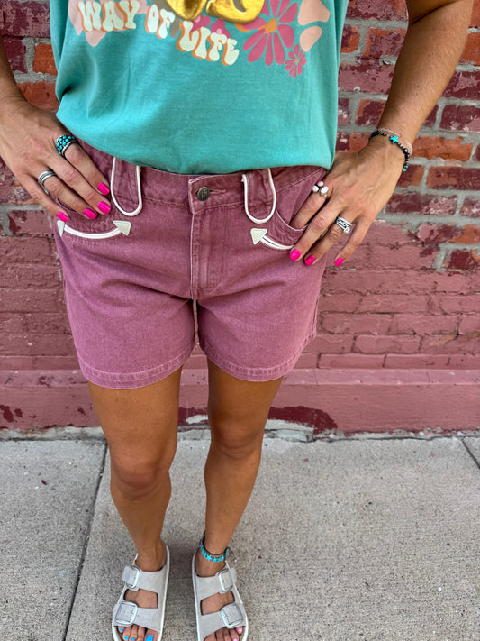 ROSE DENIM WESTERN SHORTS