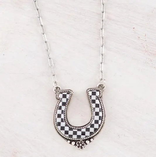 CHECKERED HORSESHOE NECKLACE