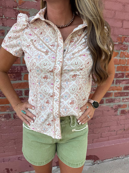 COWGIRL CHARM PUFF SLEEVE TOP