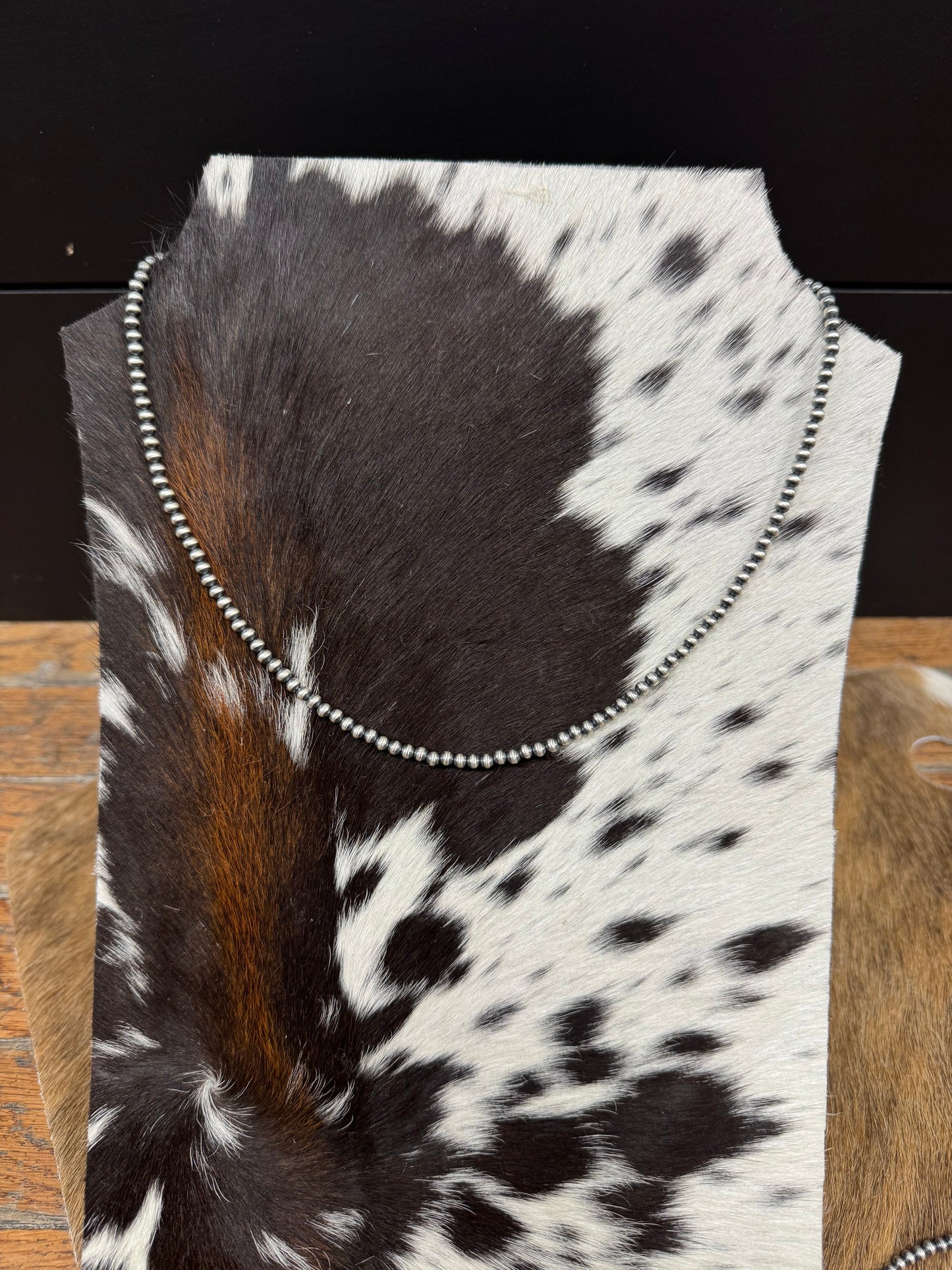 4MM NAVAJO PEARL SILVER BEADED NECKLACE