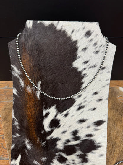 4MM NAVAJO PEARL SILVER BEADED NECKLACE