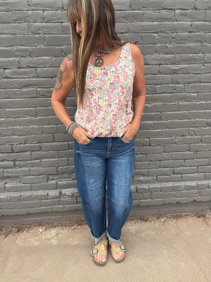 FLORAL JERSEY TANK TOP