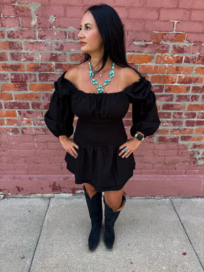 WESTLYNN SQUARE NECK LONG SLEEVE DRESS