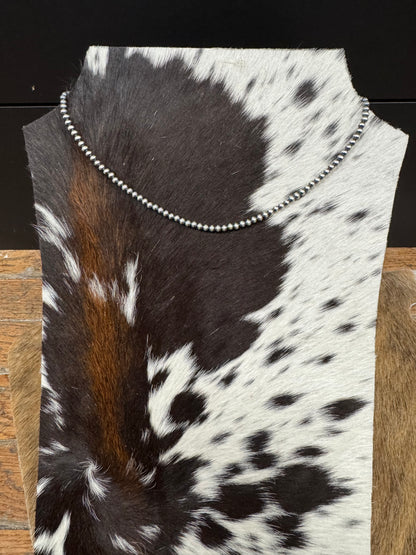 4MM NAVAJO PEARL SILVER BEADED NECKLACE
