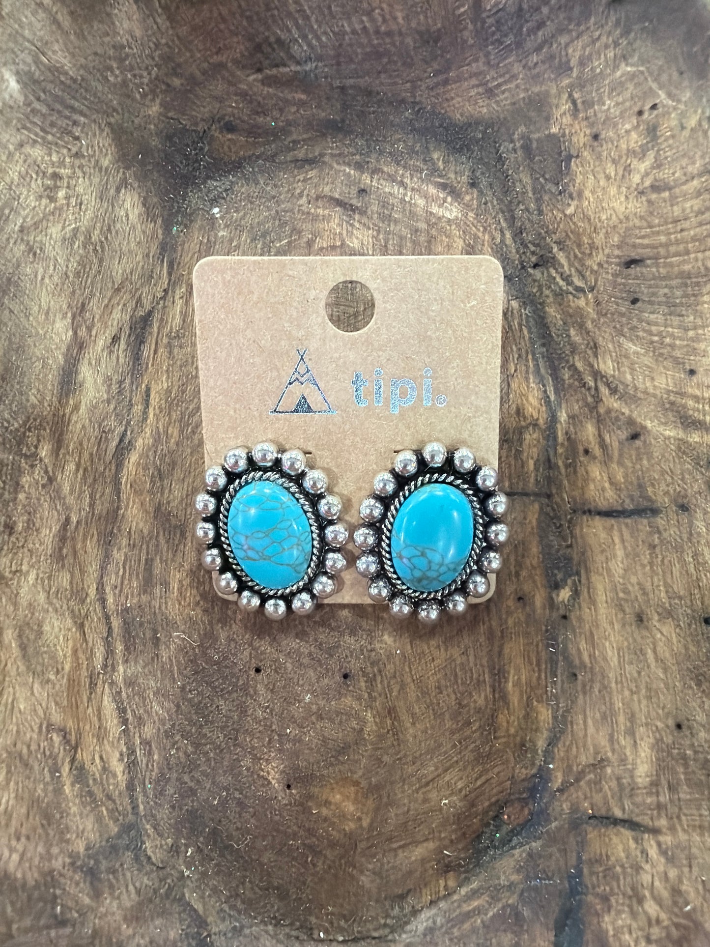 FAUX TURQOUISE CONCHO EARRINGS