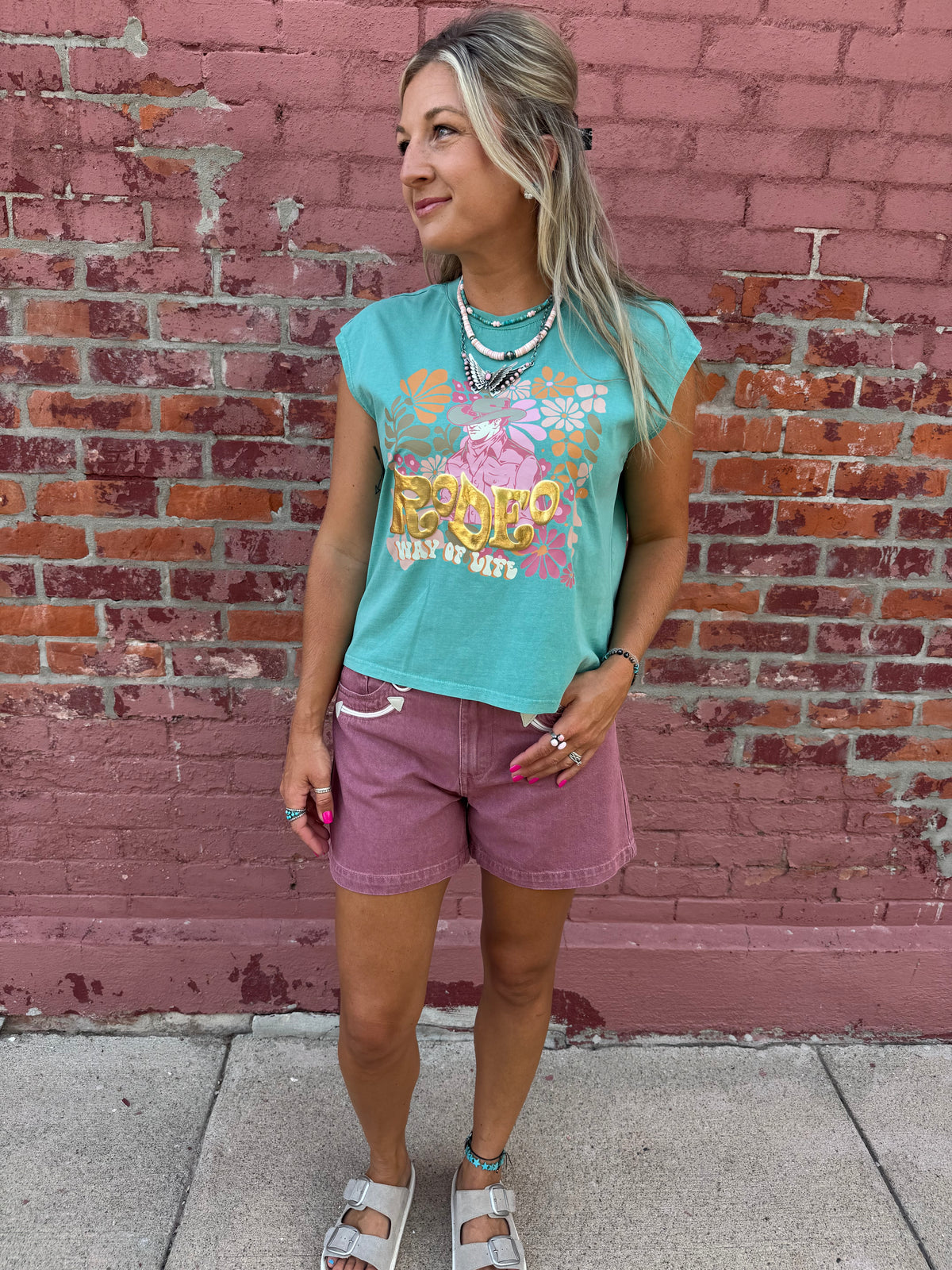 ROSE DENIM WESTERN SHORTS