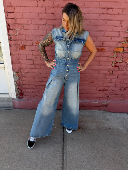 DEE DEE BUTTON DOWN JUMPSUIT