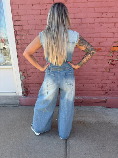 DEE DEE BUTTON DOWN JUMPSUIT