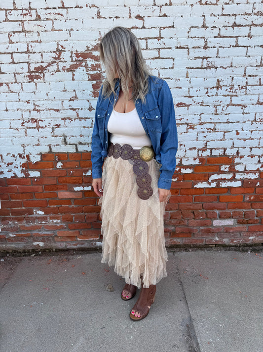 PRINCESS TULLED MIDI SKIRT