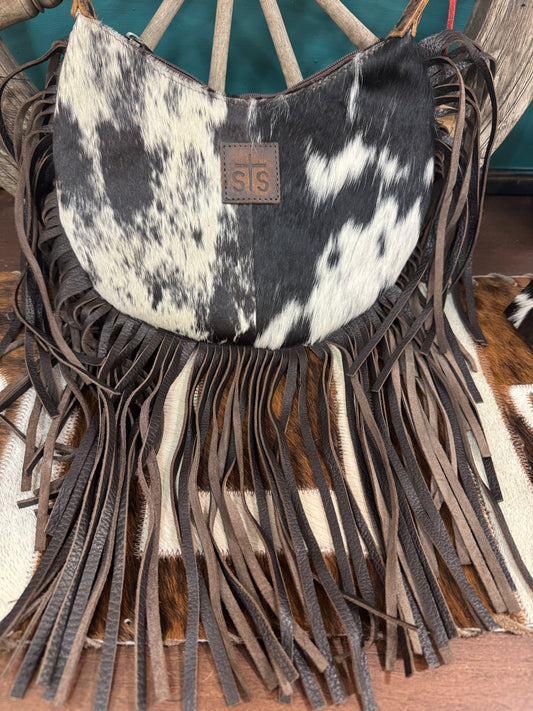 COWHIDE NELLIE FRINGE BAG