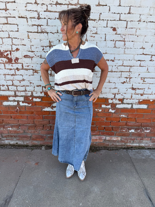 FRANCY MIDI DENIM SKIRT
