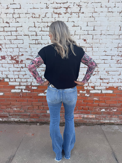 SHORT SLEEVE SWEATER TOP
