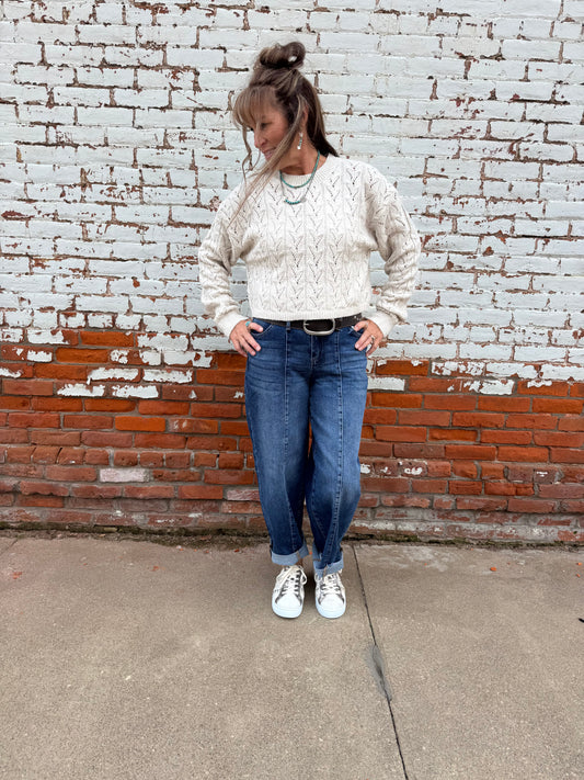 BRANDI BARREL CUFFED JEANS