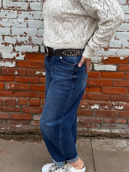 BRANDI BARREL CUFFED JEANS