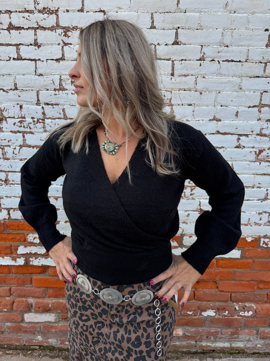 SURPLICE V NECK SWEATER