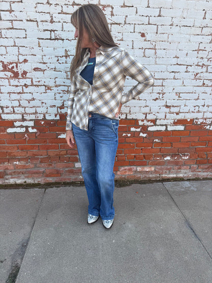YANA PLAID BUTTON UP TOP