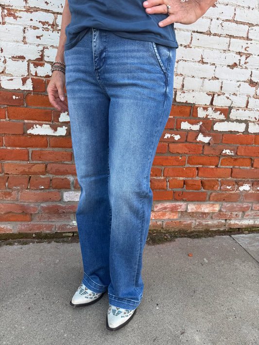 GEORGIA BOOTCUT DOUBLE BUTTON DOWN JEANS