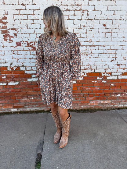 VINTAGE FLOWER PRINT MINI DRESS